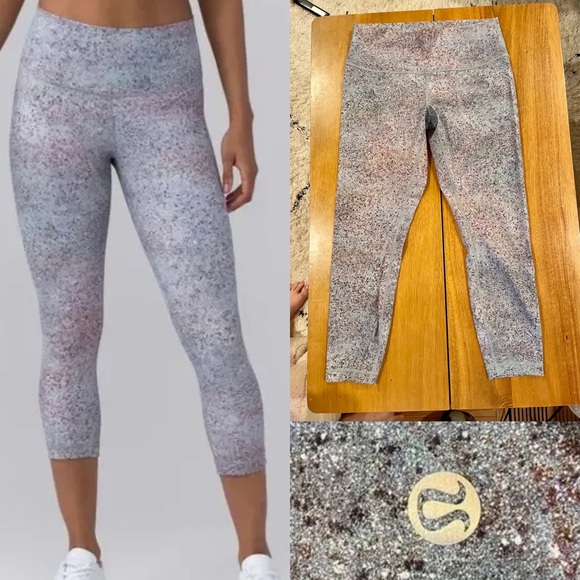 Lululemon Size 12 Wunder Under Luxtreme Speckled blue and pink 7/8 Tight Athlete - Picture 1 of 8